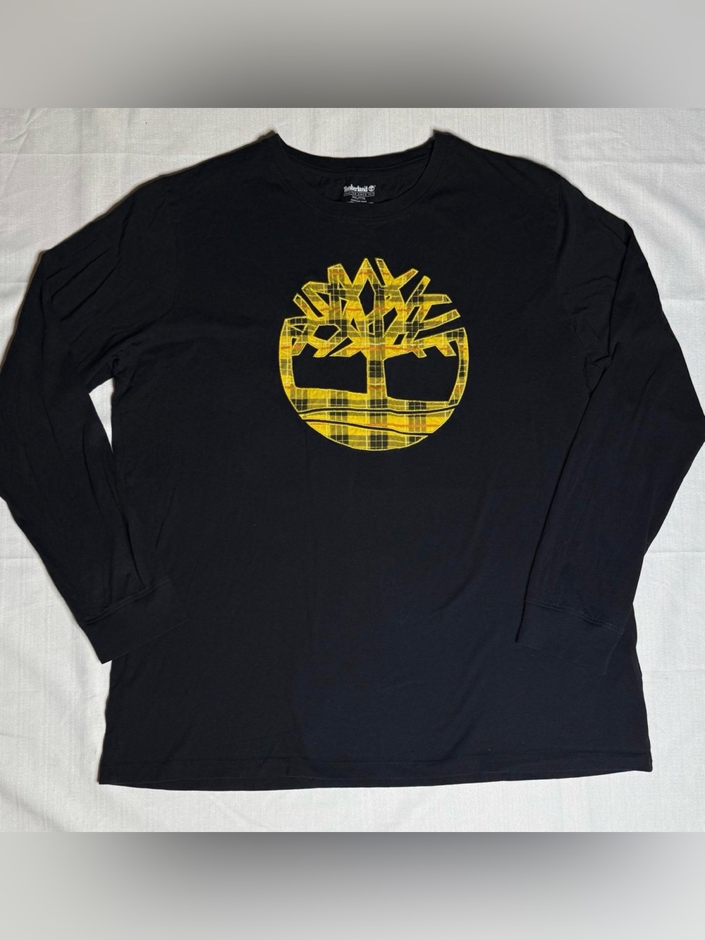 Timberland Men’s Shirt Size XXL Logo Sleeve Black Yellow Top
